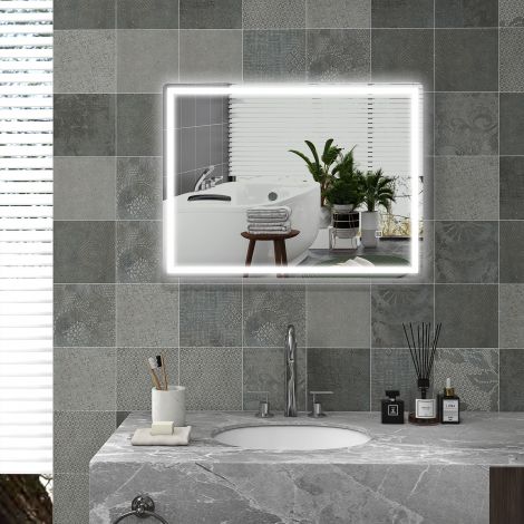 Hämardatav valguspeegel vannitoapeegel 80x60cm mälufunktsiooni ja uduvaba pinnaga kaasaegse vannitoa jaoks.