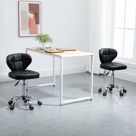 2-osaline rulltaburettide komplekt seljatoega pöörlev taburet, reguleeritava kõrgusega töötaburet, kunstnahk+teras, tumehall, 45x47x72-87cm| Aosom