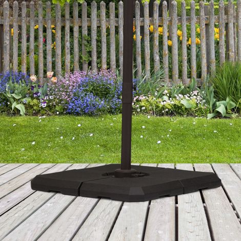 Vihmavarju kaal, 4-osaline vihmavarjualus, täidetav 80 kg vee või 120 kg liivaga, HDPE, must, 100 x 100 x 9,5 cm