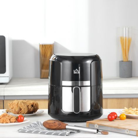 Kuumõhufritüür 4L Airfryer 12 programmiga, 60 min taimer, mittenakkuva korviga, 1300W fritüür ilma õlita, ülekuumenemiskaitsega, LED-puuteekraan, must