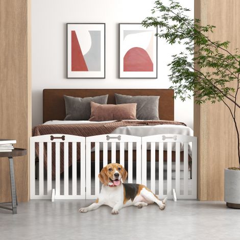 Koerapiire 3-osaline, 155 x 61 cm kokkupandav uksepiire 2 tugijalaga, iseseisev koerapiire, trepipiire keskmise suurusega koertele, koridori, trepi jaoks, valge
