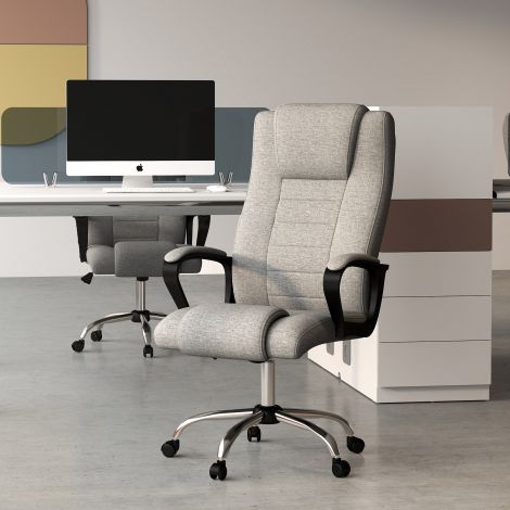 Vinsetto ergonoomiline kõrguse reguleeritav kontoritool 110-119H cm kiikfunktsiooniga ja halli kattega kontorisse ja kodukontorisse.