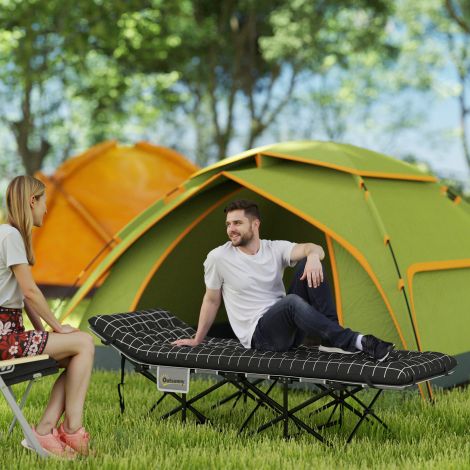 Kokkupandav laagrivoodi kokkupandav välivoodi küljetaskuga madrats libisemiskindel külalistevoodi kuni 150 kg kandevõimega välitingimustes Oxford must 190 x 67 x 37 cm