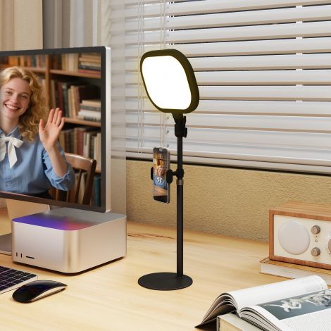 Laualamp telefonialusega, 5 värvirežiimi ja 10 heledustaset, mälufunktsiooniga öölamp elutuppa, magamistuppa, metall, must