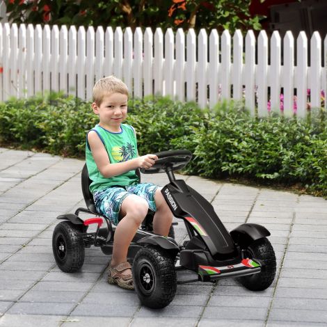 Gokart, pedaalidega sõiduk, pedaalidega auto käsipiduritega, reguleeritava istmega laste sõiduk, pedaal, kettauto 5-12 aastastele, must
