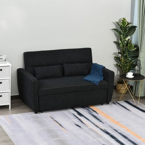 Magamiskohaga diivanvoodi 2-kohaline reguleeritava nurgaga kangasdiivan Must 148 x 82 x 89 cm elutuppa.