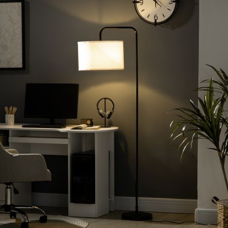 Põrandalamp elutuppa kaasaegsest mustast metallist lambivarjuga ja 180 cm kaabliga - 64 x 38 x 163,5 cm