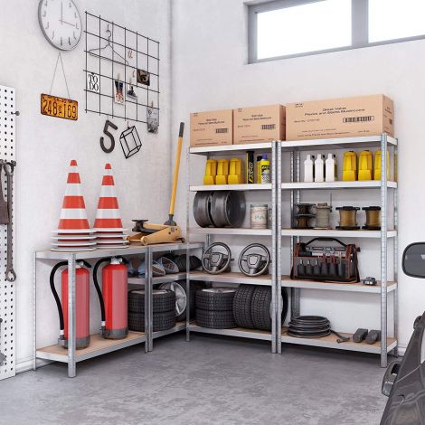 Metallist hoiustamiseriiulite komplekt 2tk, kõrgusega 180 cm, hõbedane