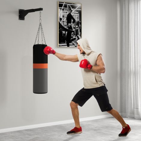 SPORTNOW poksikoti seinakinnitus reguleeritav poksikoti hoidik poksikotile liivakotile terasest must fitnessi ja treeningu jaoks.