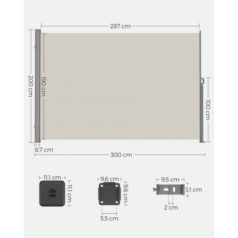 Külgmarkiis 200 x 300 cm taupe