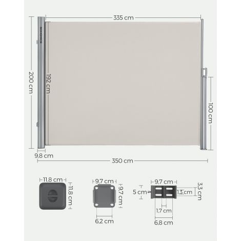 Külgmarkiis 200 x 350 cm beež