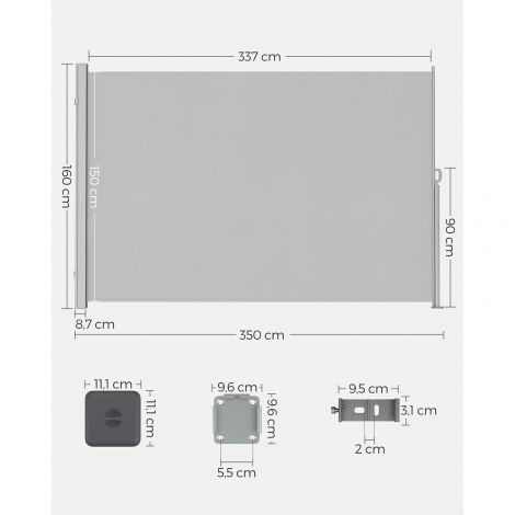 Pikendatav külgmarkiis 160 x 350 cm rõdule