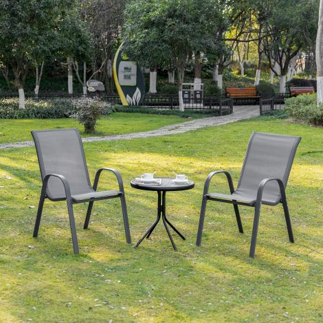 2-osaline aiatoolide komplekt käetugedega virnastatav metallvõrk hall 70x54x90cm terrassile ja aiamööbel.de