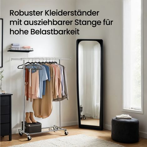 Riiul ratastel, raskeveokite riidenagi, väljatõmmatav riidepuu