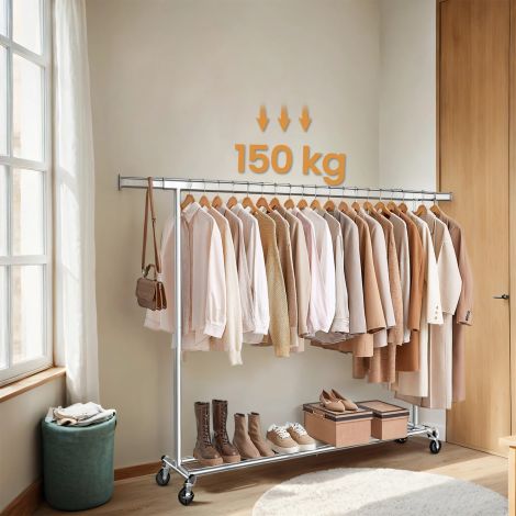 SONGMICS riidestange ratastel, raskeveokite riidepuu, pikendatav riidepuu