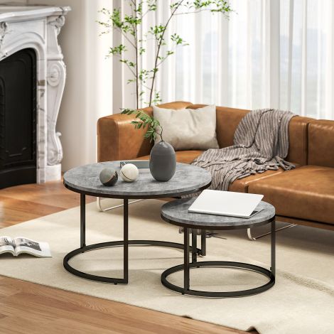 Ümmargune diivanilaud 2-osaline komplekt, virnastatav abilaud marmorvälimusega, metallraamiga lauakomplekt, diivanilaud elutuppa, magamistuppa, rõdule, hall