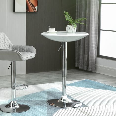 Bartilaud kaasaegne söögilaud kirjutuslaud kõrguse reguleeritav metall ABS-värv valge Ø61 x 76-97 cm kööki ja elutuppa.