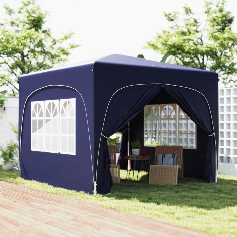 Paviljon 3x3m, veekindel stabiilne talvekindel pop-up kokkupandav paviljon, UV-kaitse 50+, kokkupandav peotelk aiatelk 4 küljega kott aiamajake telkimiseks aeda, tumesinine