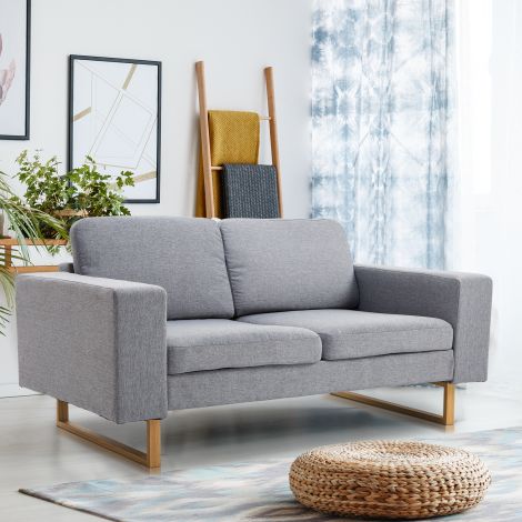 HOMCOM® 2-kohaline diivan nurgadiivan polsterdatud diivan, kangasdiivan, istmemööbel, puit, helehall| Aosom