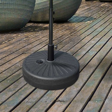 Päikesevarju alus 22 kg Ø38/48 mm päikesevarjule, must tsement, stabiilne ja ilmastikukindel, Ø51 x 12H cm.