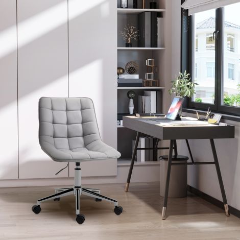 Vinsetto bürootool, reguleeritava kõrgusega, ilma käetugedeta, 360° pööratav, ergonoomiline kirjutuslaud helehall kodukontorisse.