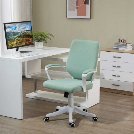 Vinsetto bürootool kirjutuslaua tool ergonoomiline kiikfunktsiooniga polsterdatud 360° pöörlevad rattad polüester roheline 62x69x92-100cm.de