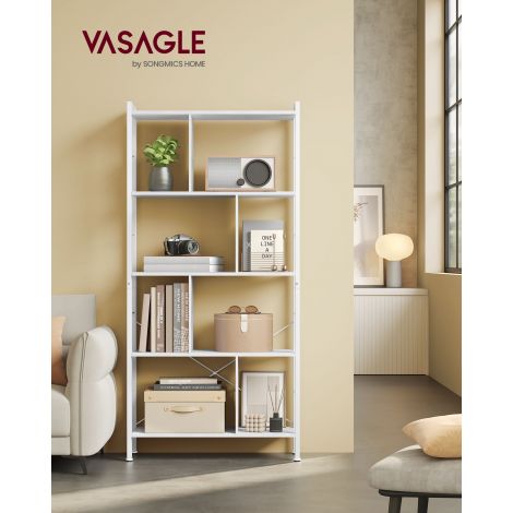 5 tasapinnaga ja metallraamiga riiul vahtra valge-pilvvalge