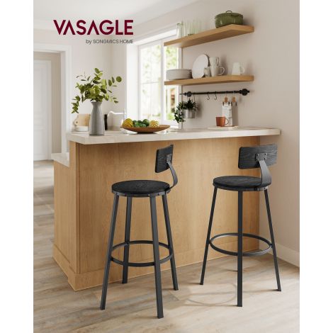 Baaripukkide komplekt 2tk, metallraamiga, istme kõrgus 73,2 cm, tööstusdisain, must