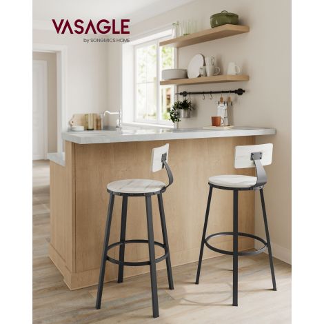 Baaritoolide komplekt 2tk, metallraamiga, istme kõrgus 73,2 cm, tööstusdisain, valge