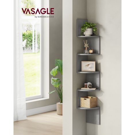 Seinariiul 5 riiuliga taimedele ja CD-dele, hall