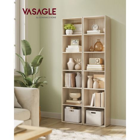 Raamaturiiul, 6 tasandit, põrandariiul, hoiuriiul, elutuppa, kontorisse, magamistuppa, kabinetti, skandinaavia stiilis, 40 x 24 x 178,5 cm, valge LBC167T14