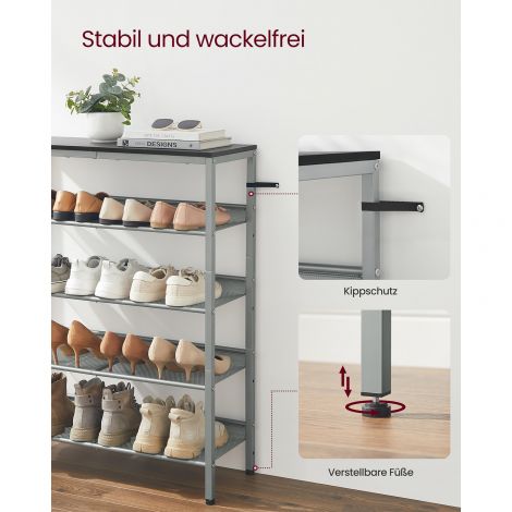 5-astmeline tööstuslikus stiilis kingariiul