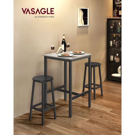Terasraamiga baarilaud 60 x 60 x 92 cm vintage valge-must