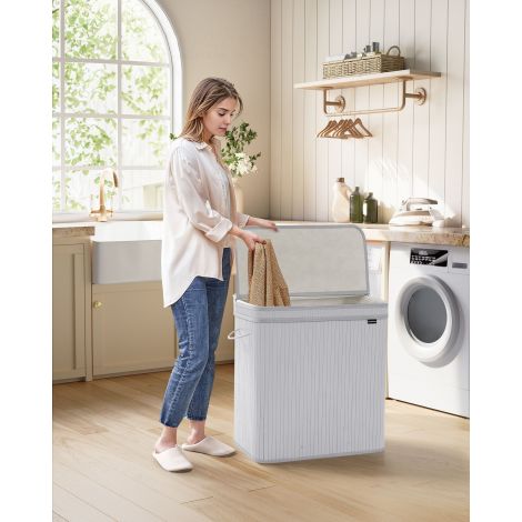 Bambusest kaanega pesukorv 150 liitrit tuvihall