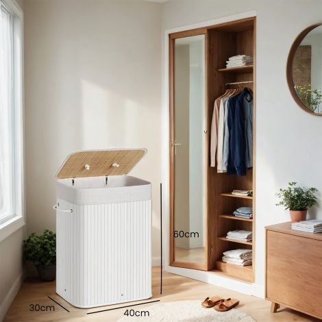 Pesukorv kaanega, 72 L, bambusest pesukoguja