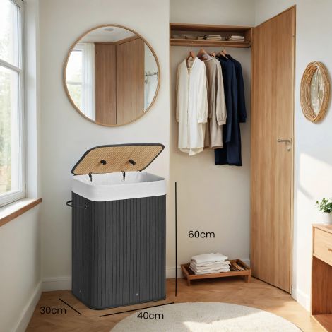 Pesukorv kaanega, 72 L, bambusest pesukoguja