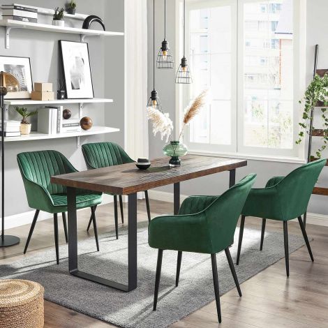 Söögitoolid 6-osaline komplekt sametkattega roheline
