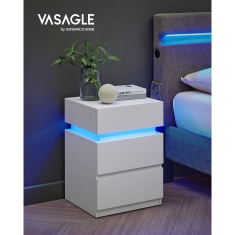 LED valgustusega öökapp, 33,5 x 40 x 55 cm, valge
