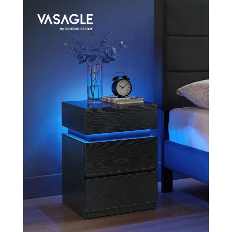 Moodsas valges LED-valgustusega öökapp