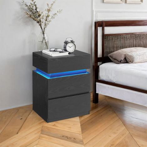 Öökapp LED-valgustusega, abilaud, reguleeritavad värvid, diivanilaud 3 sahtliga, öökapp magamistuppa, elutuppa, kaasaegne, valge LET630T10