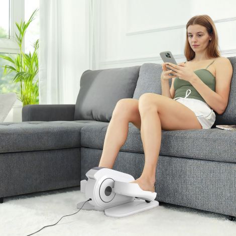 SPORTNOW Mini-ellipsetreener lauaalune mini crosstrainer koju ellipsi jalatreener 10-astmelise kiirusega, LCD-monitor, kaugjuhtimispult, kontorisse, eakatele