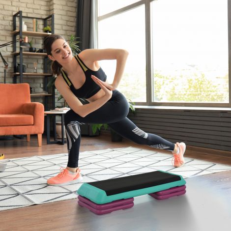 Stepper Aeroobika Fitness Kodune treeningseade Stepper kõrguse reguleerimine 10cm 15cm 20cm PVC PP Must Roheline Lilla 110x40x20cm tõhusaks treeninguks.