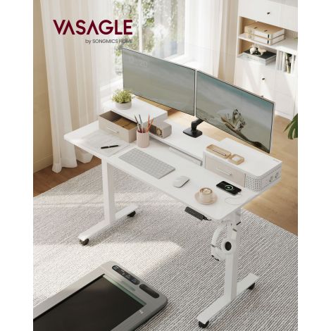 Elektriline laud reguleeritava kõrgusega LED valgustusega, 60 x 140 x (72-120) cm valge