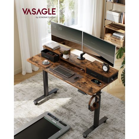 Elektriline laud reguleeritava kõrgusega LED valgustusega, 60 x 140 x (72-120) cm vintage pruun