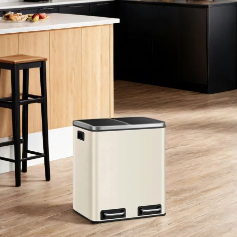 30 L prügikast jäätmete sorteerimine jäätmete sorteerimissüsteemid 2 sisemise ämbriga pedaalämber kööki roostevaba teras 2 x 15 L LTB30H