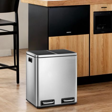 30 L prügikast jäätmete sorteerimine jäätmete sorteerimissüsteemid 2 sisemise ämbriga pedaalämber kööki roostevaba teras 2 x 15 L LTB30H