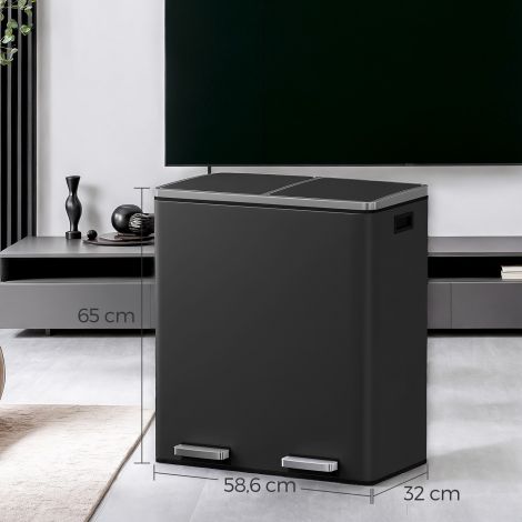 Prügikast, 2 x 30 liitrit, 2 sektsiooni