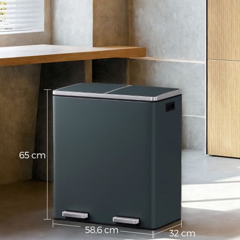 Prügikast, 2 x 30 liitrit, 2 sektsiooni
