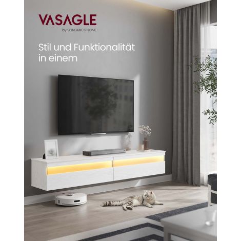TV-alus, TV-kapp rippuv, rippkapp elutoa sein, erinevatele teleritele, telerikapp, elutuppa, moodne, 147 x 35 x 30 cm, eebenimust LTV133B02