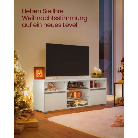 TV-alus, LED valgustusega ja  avatud riiulitega, 40 x 160 x 60 cm, valge